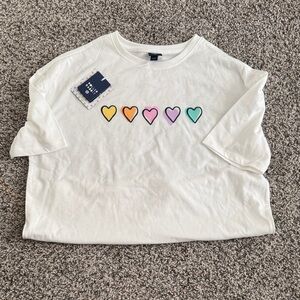 Roller Rabbit White Short-Sleeve Tee with Yellow Orange Pink Purple Teal Hearts